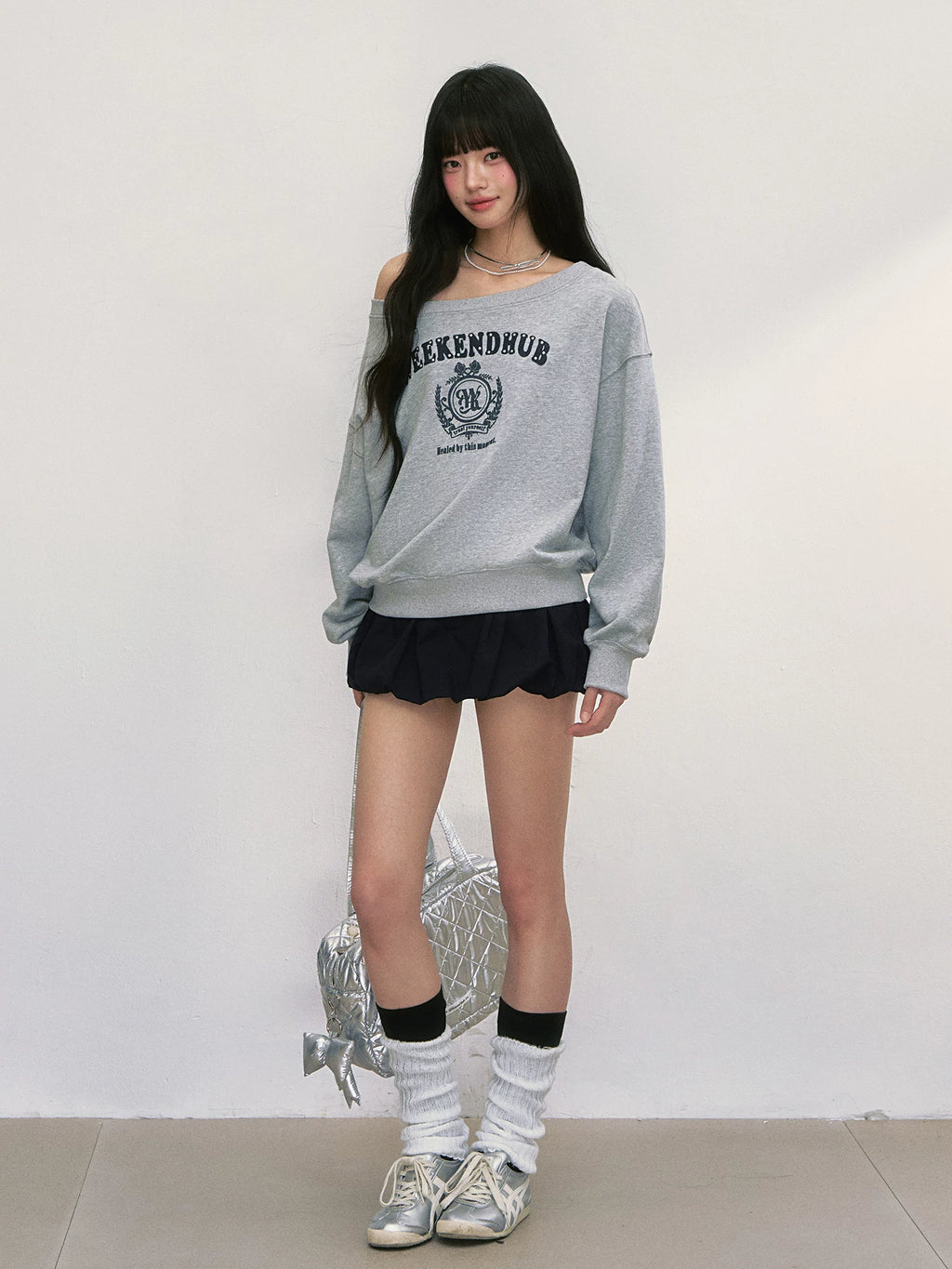 Off-The-Shoulder Retro Sweatshirt