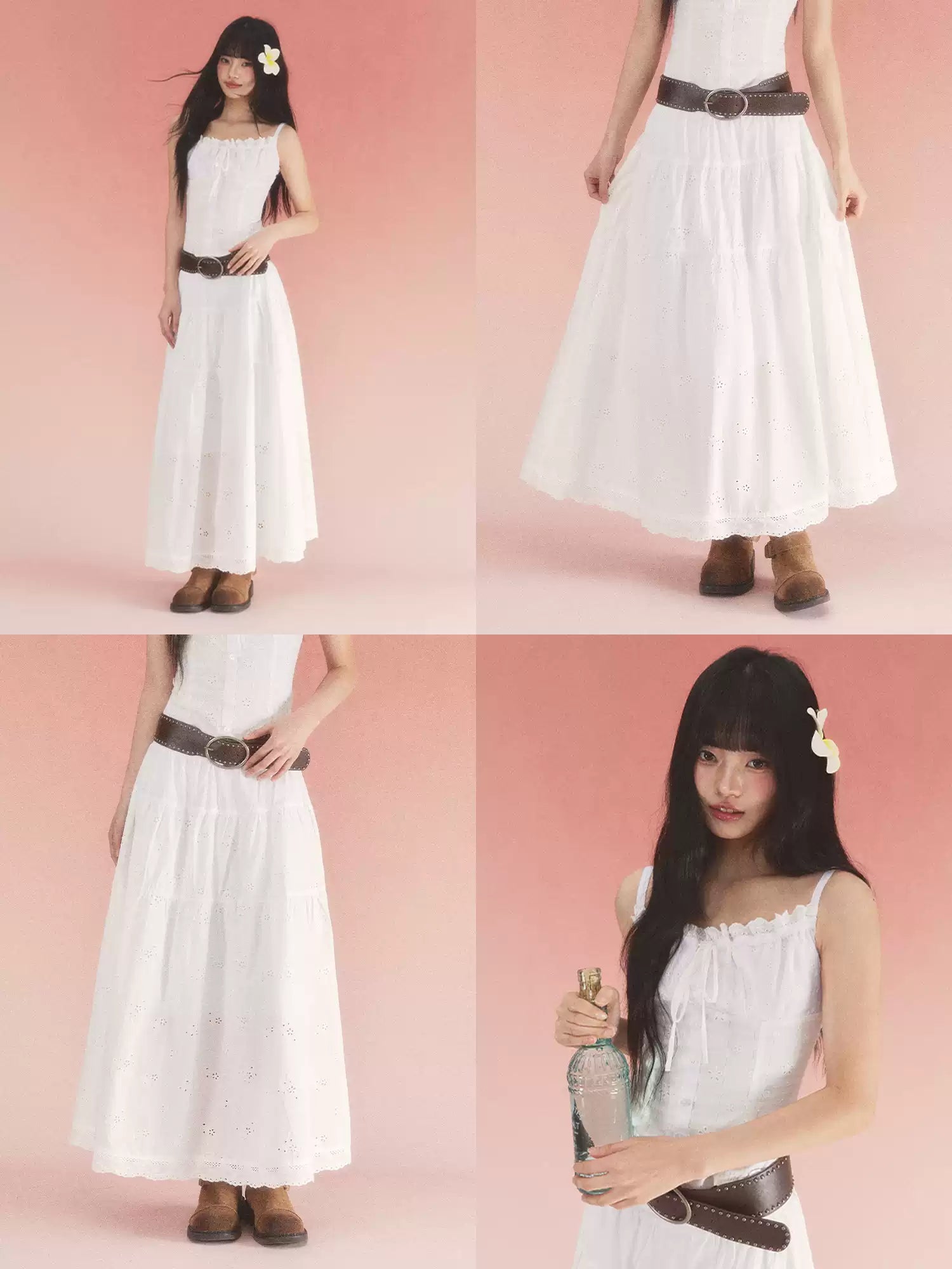 High-waisted jacquard A-line skirt