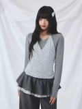 Star print layered contrast top