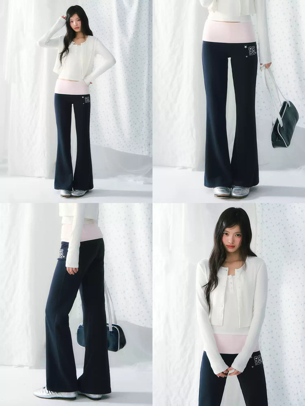 Contrast waistband flared sweatpants