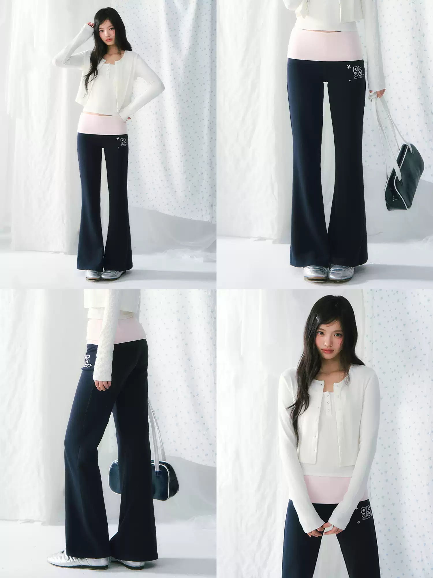 Contrast waistband flared sweatpants