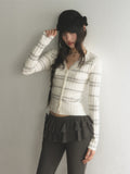Vertical Striped Short Slim-Fit Knit Cardigan
