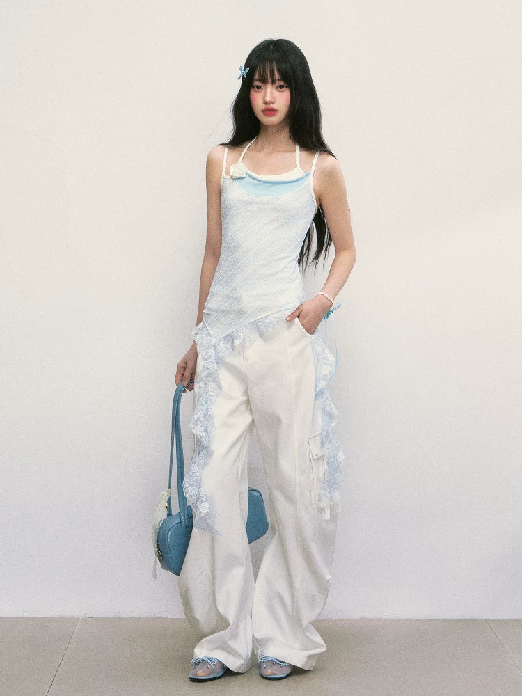 Irregular Lace Sleeveless Tank Top