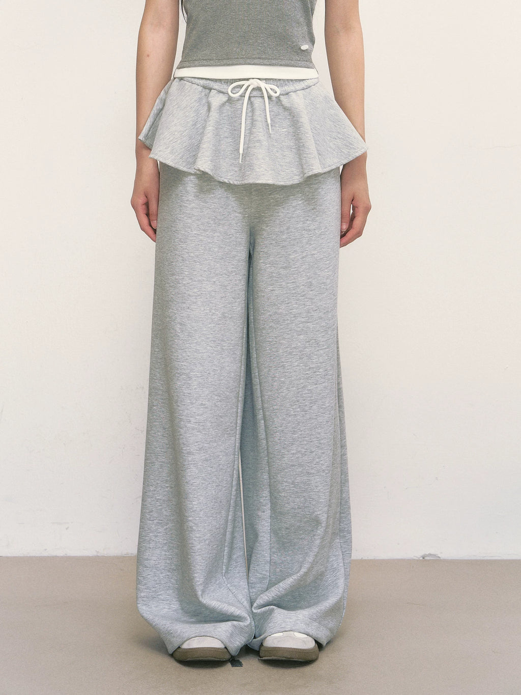 Layered Patchwork Wide-Leg Sweatpants