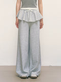 Layered Patchwork Wide-Leg Sweatpants