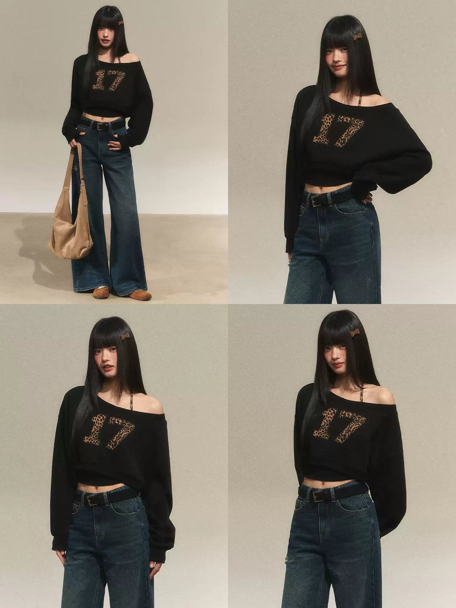17 Leopard camisole and cropped sweatshirt set