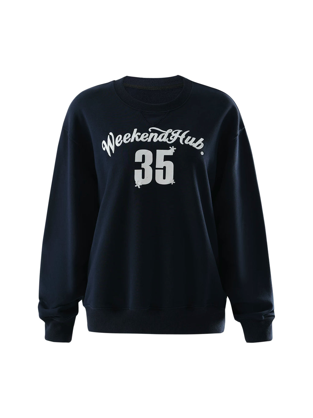 Letter Embroidered Crewneck Sweatshirt "35"