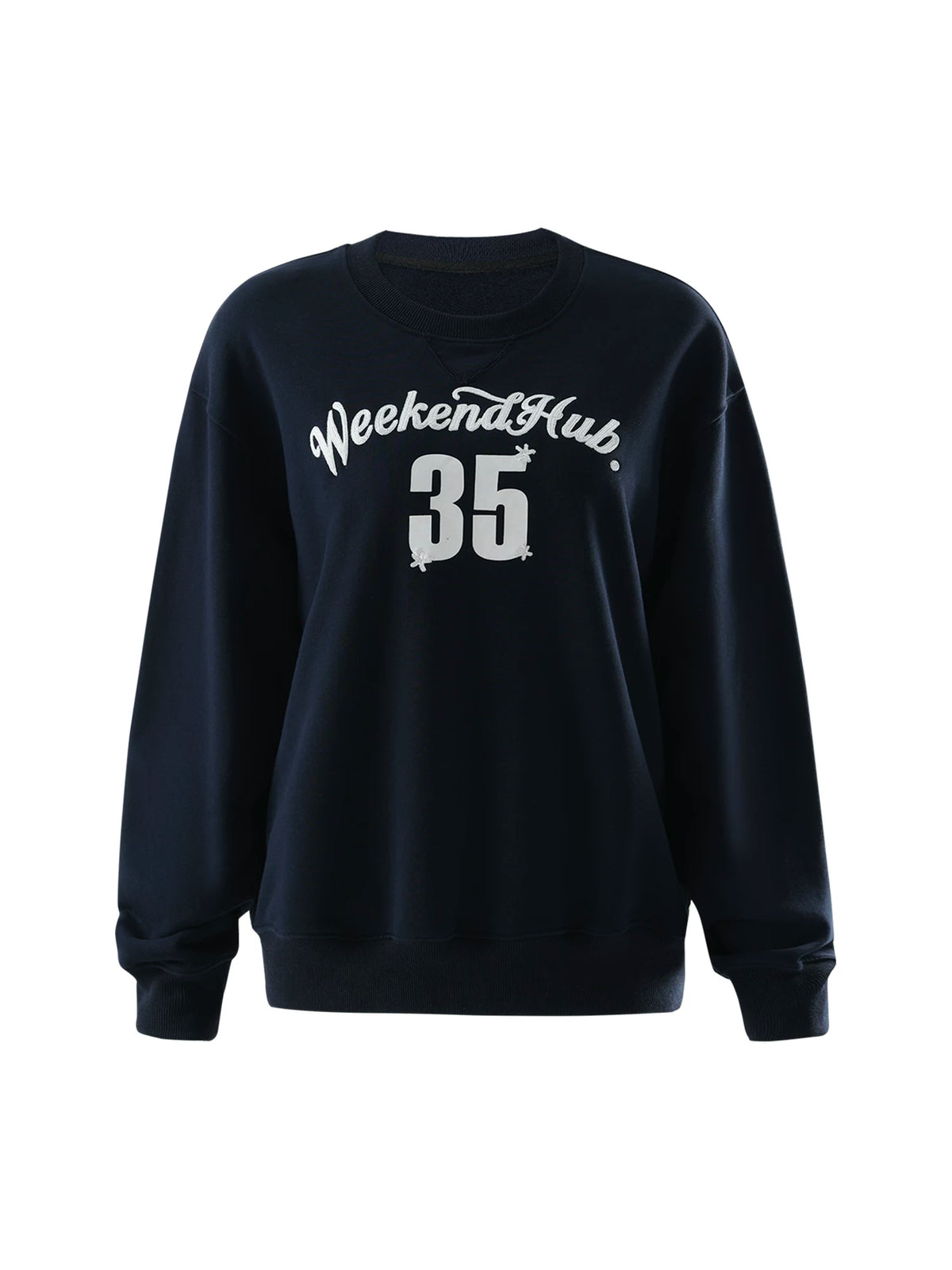 Letter Embroidered Crewneck Sweatshirt "35"