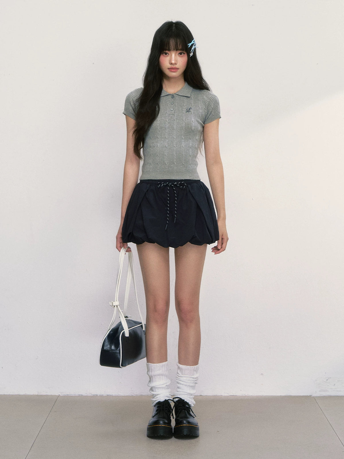 High-Waisted Lace-Up Floral A-Line Skirt