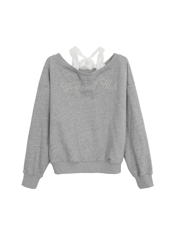 Layered Off-the-Shoulder Sweatshirt