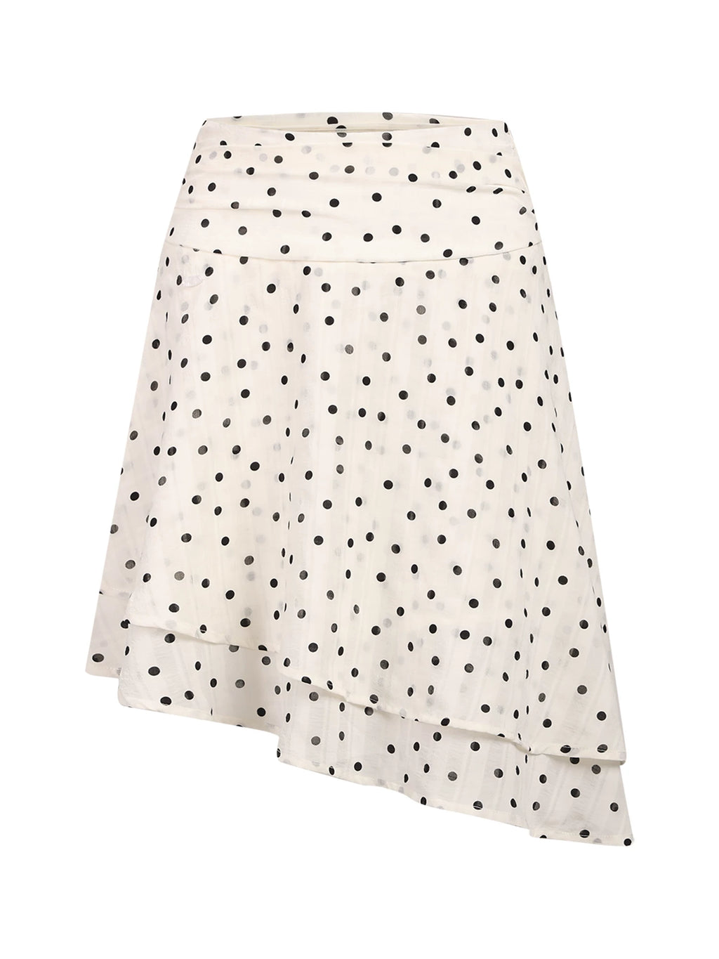 Asymmetric Hem Polka Dot Petite Midi Skirt