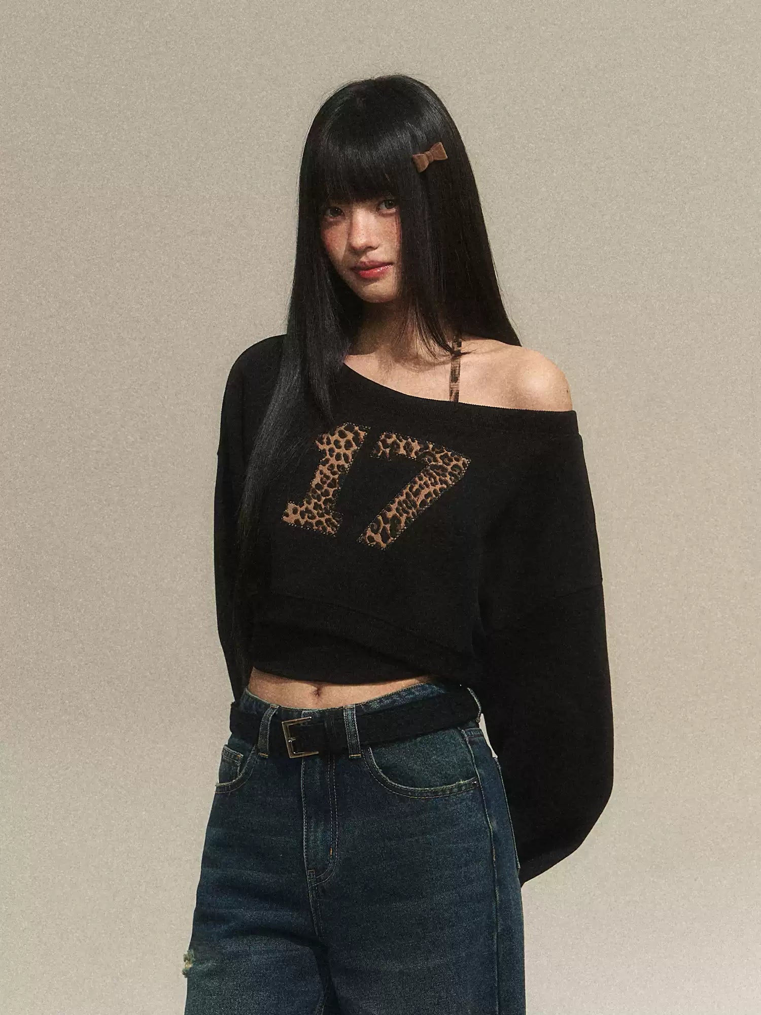 17 Leopard camisole and cropped sweatshirt set