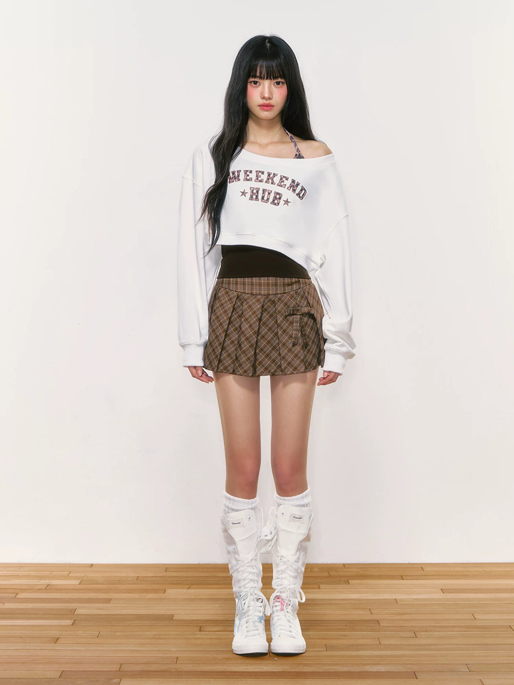 Leopard Print Crop Off-Shoulder Sweatshirt Set