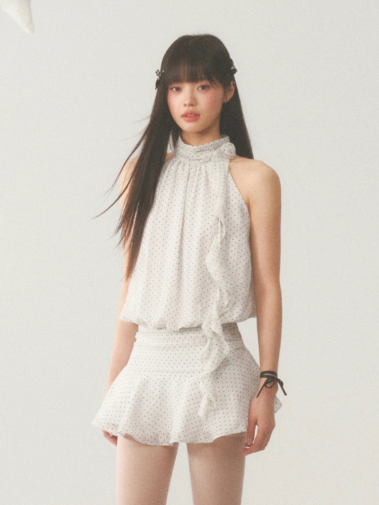 Polka Dot Halter Mini Dress