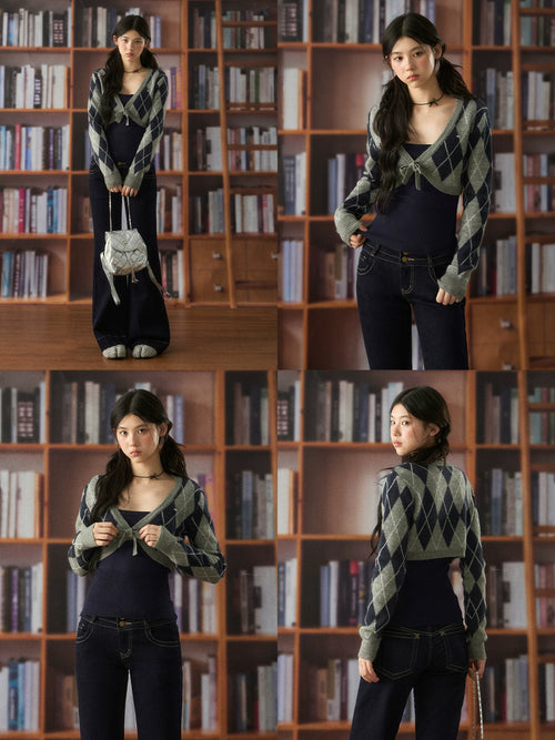 Diamond Knit Short Jacket & Cami Set