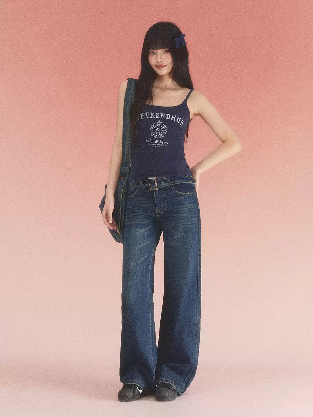 Logo print twisted strap camisole top