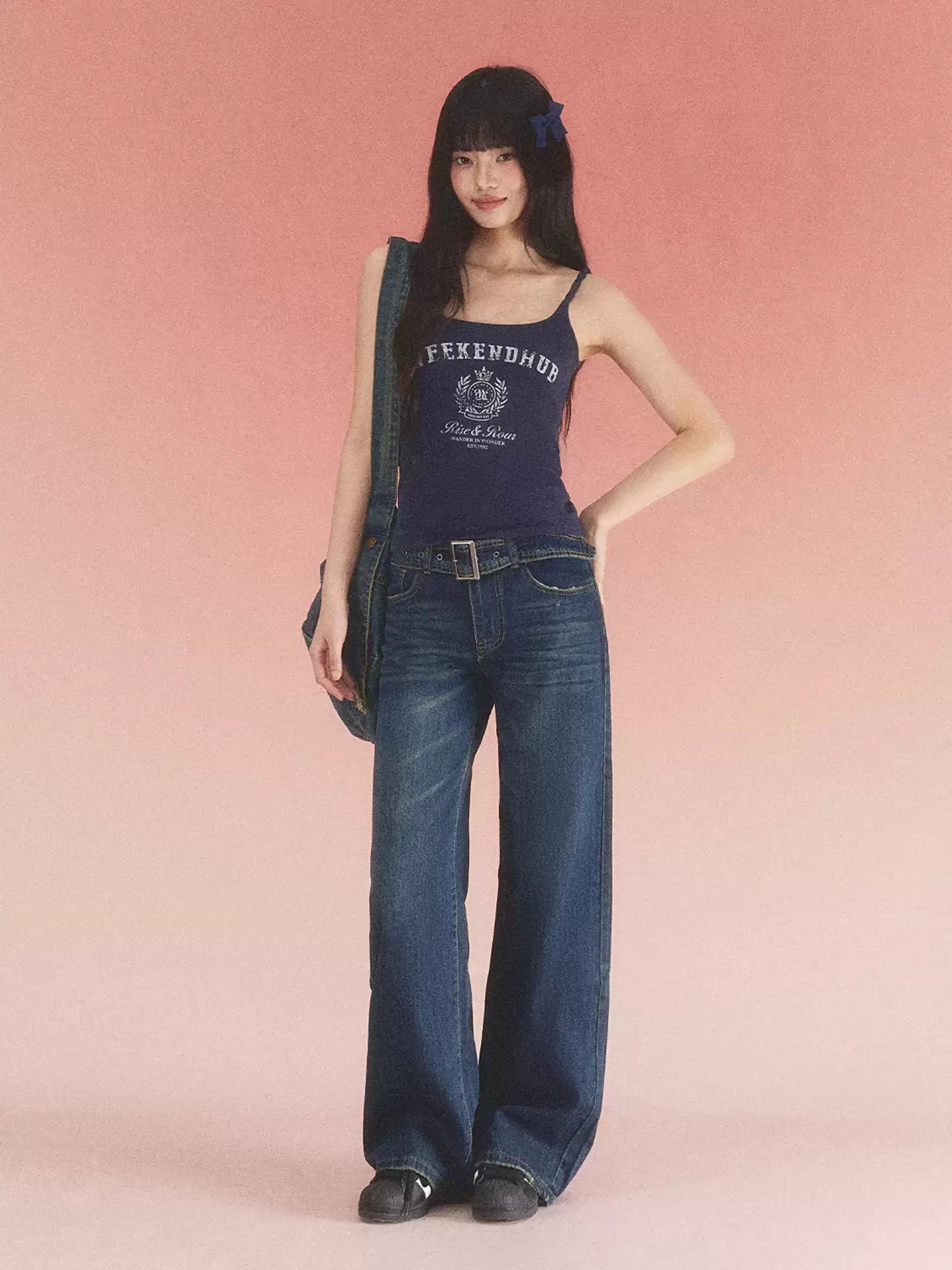 Logo print twisted strap camisole top