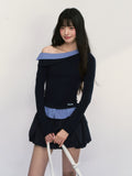 Off-The-Shoulder Fake Two-Piece Top Set