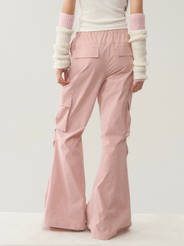 Relaxed Pink Flared Cargo Pants