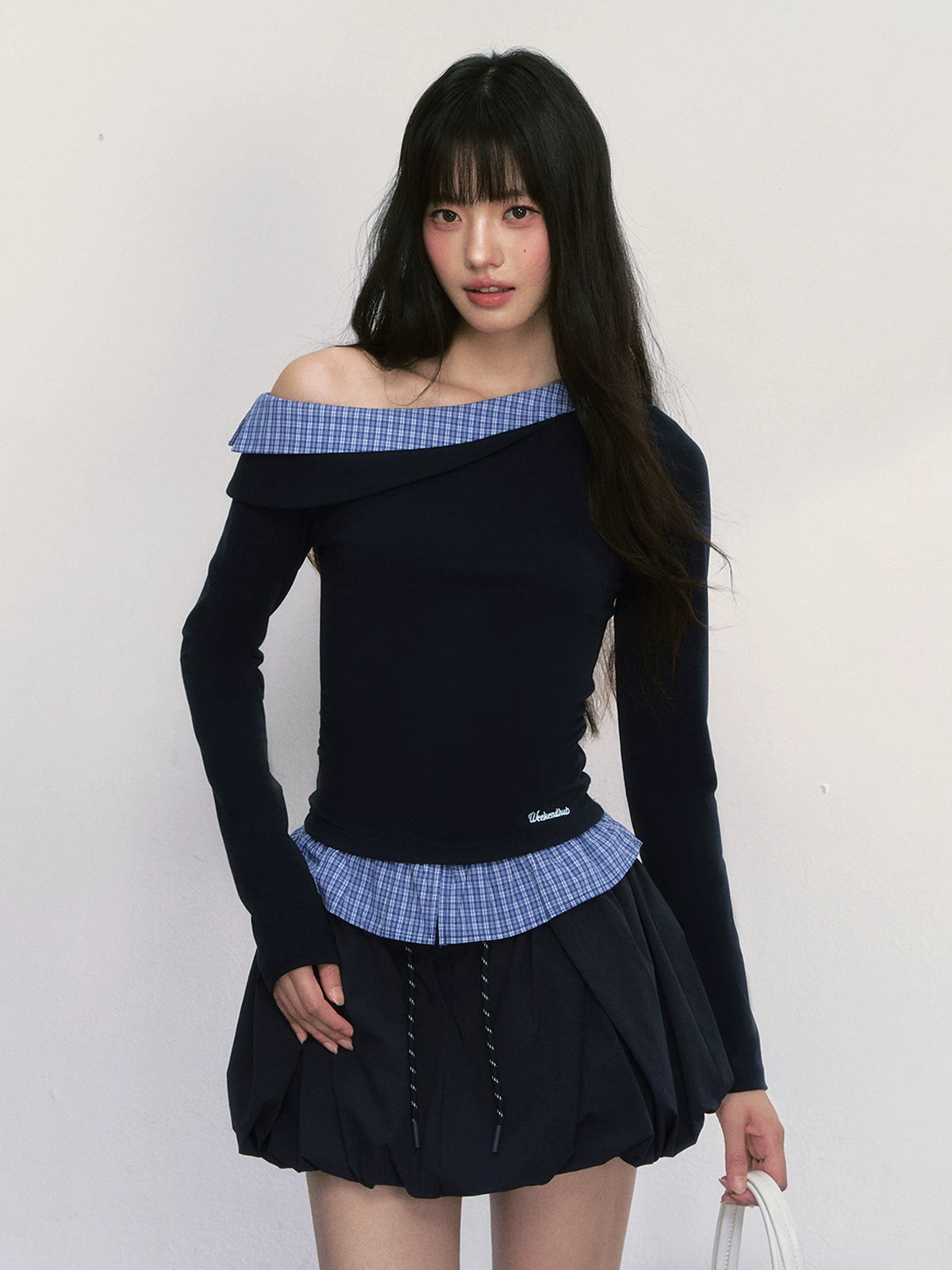 Off-The-Shoulder Fake Two-Piece Top Set