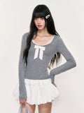 Bow Lace Long-Sleeve T-Shirt
