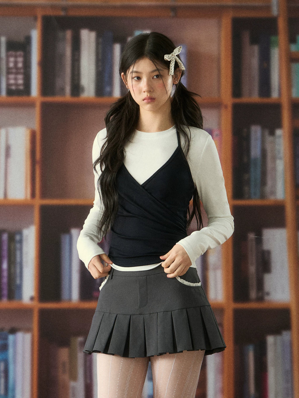Contrast Halter Neck Two-Piece Top