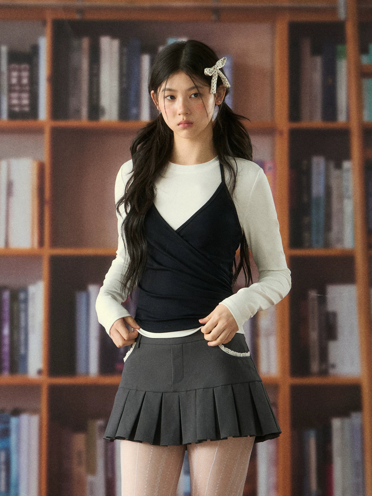 Contrast Halter Neck Two-Piece Top
