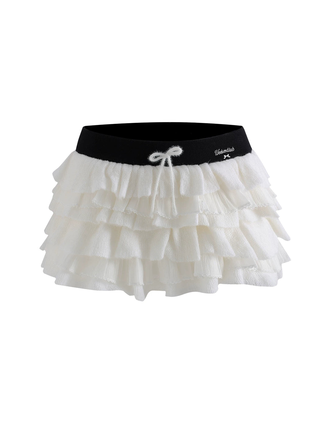 Color-Block Tiered Knit Mini Skirt