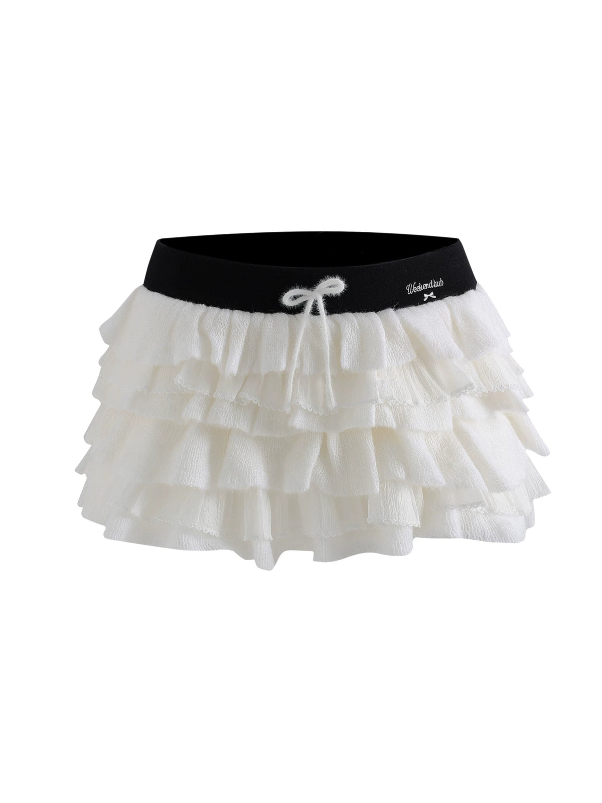 Color-Block Tiered Knit Mini Skirt