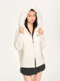 Hooded Fur Collar Knit Sweater Jacket