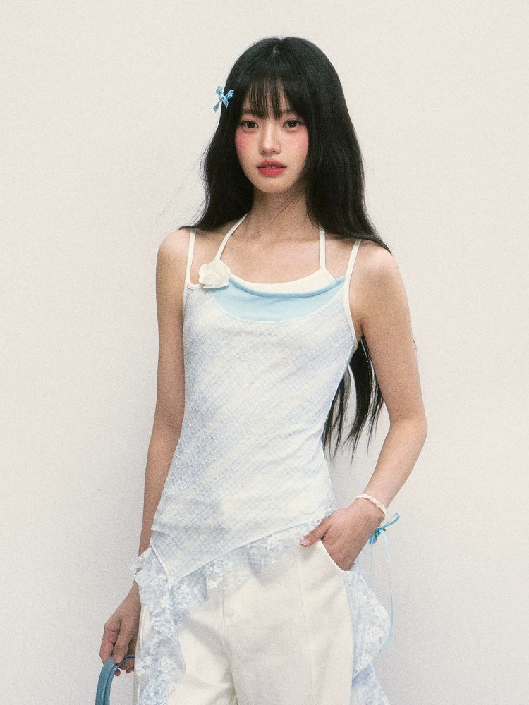 Irregular Lace Sleeveless Tank Top