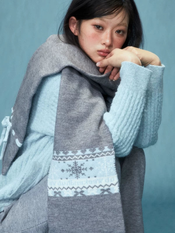 Soft Gray Cashmere Effect Korean-Style Scarf