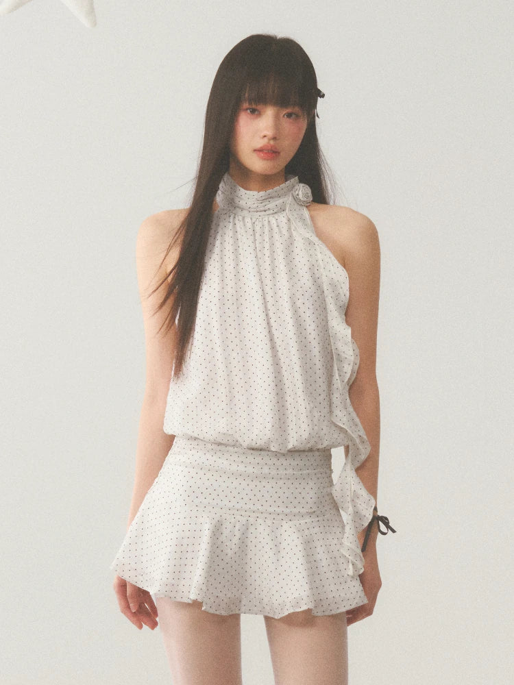 Polka Dot Halter Mini Dress