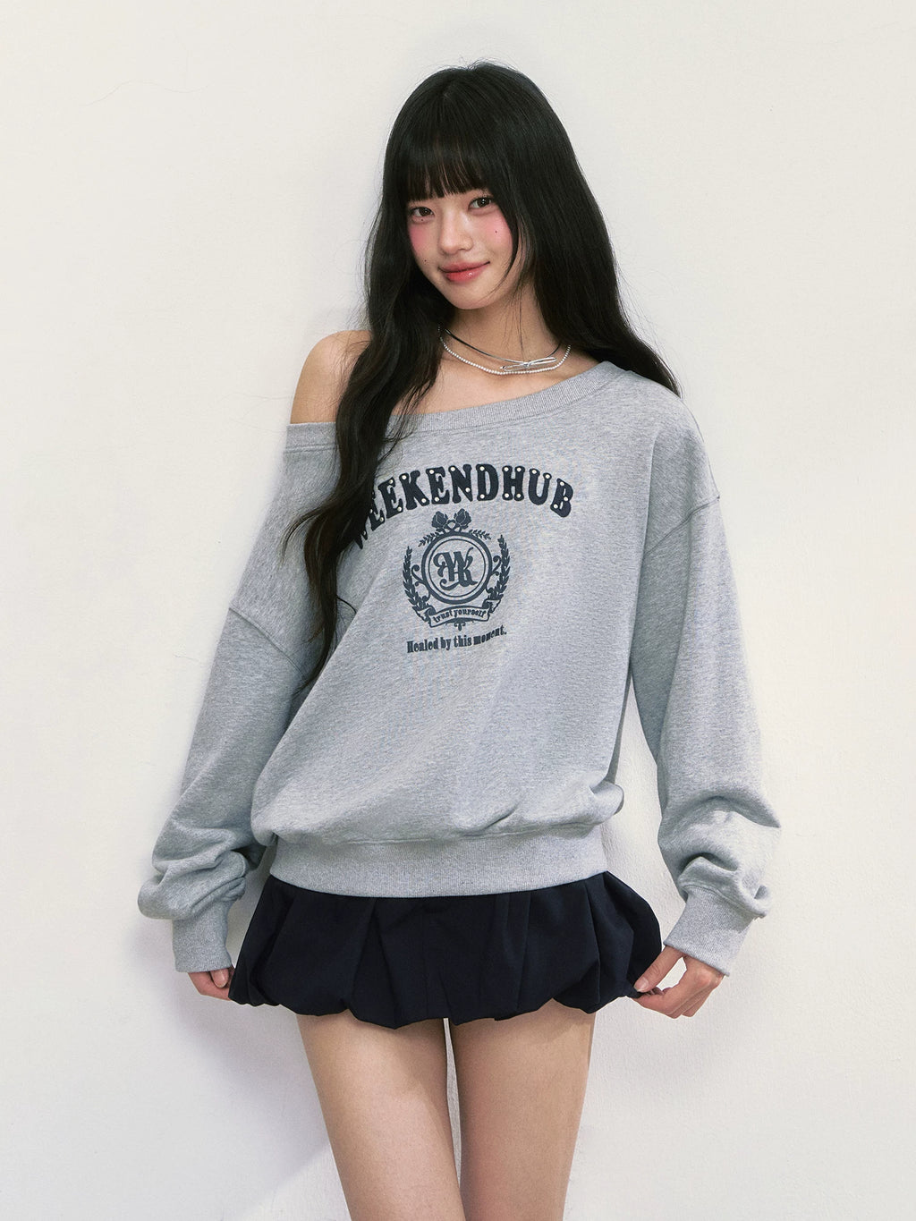 Off-The-Shoulder Retro Sweatshirt