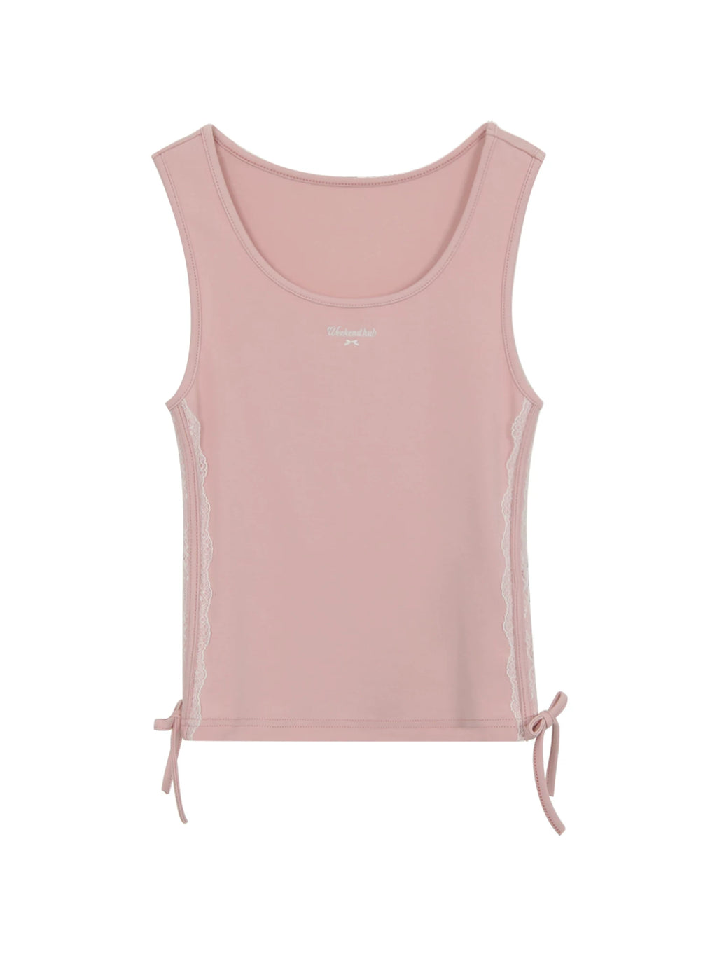 Lace Trim Pink Racerback Tank Top