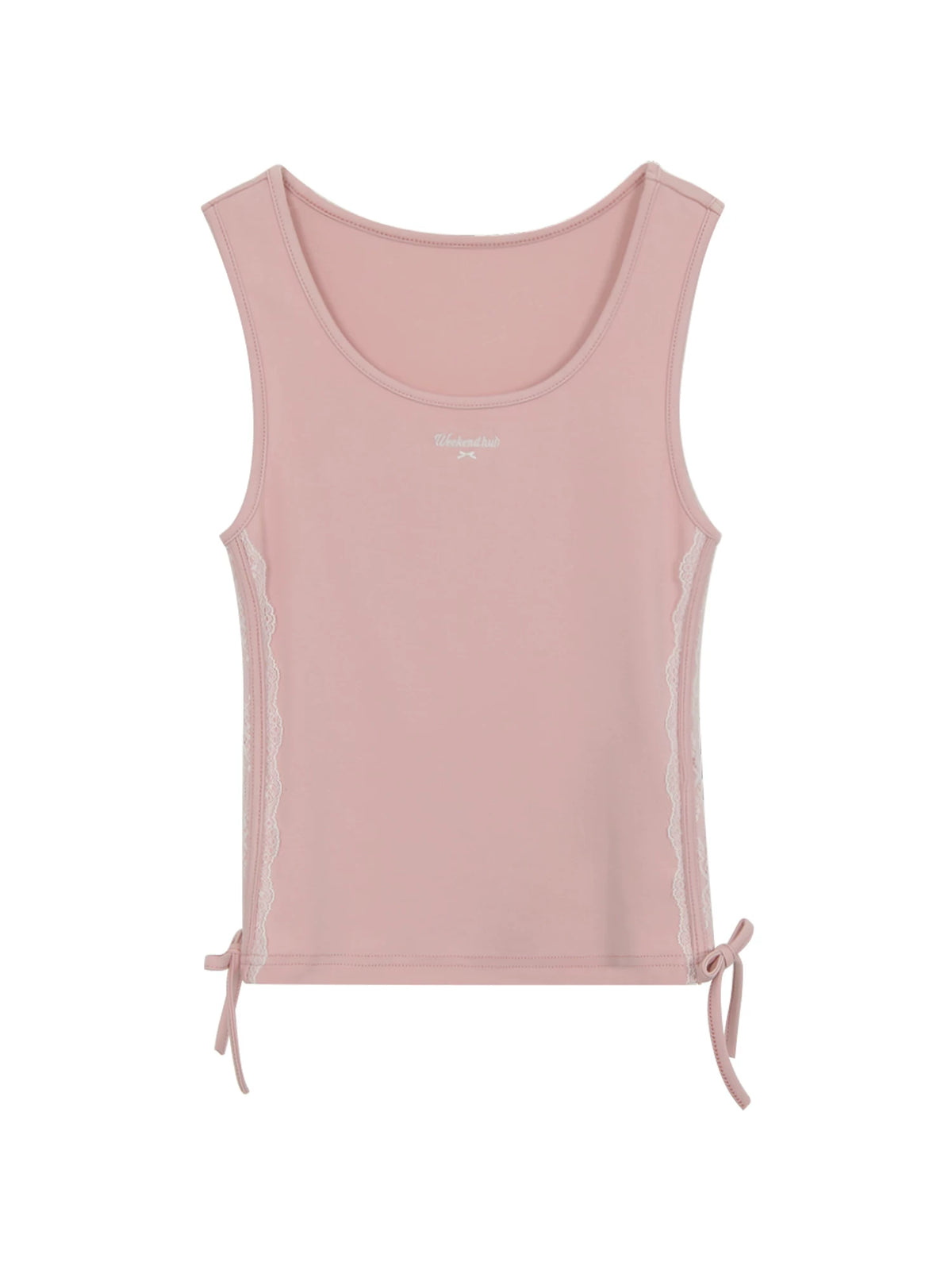 Lace Trim Pink Racerback Tank Top