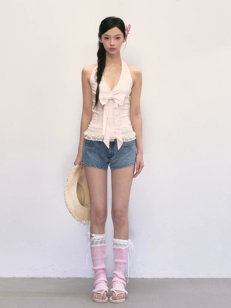 French Style V-Neck Halter Vest Top