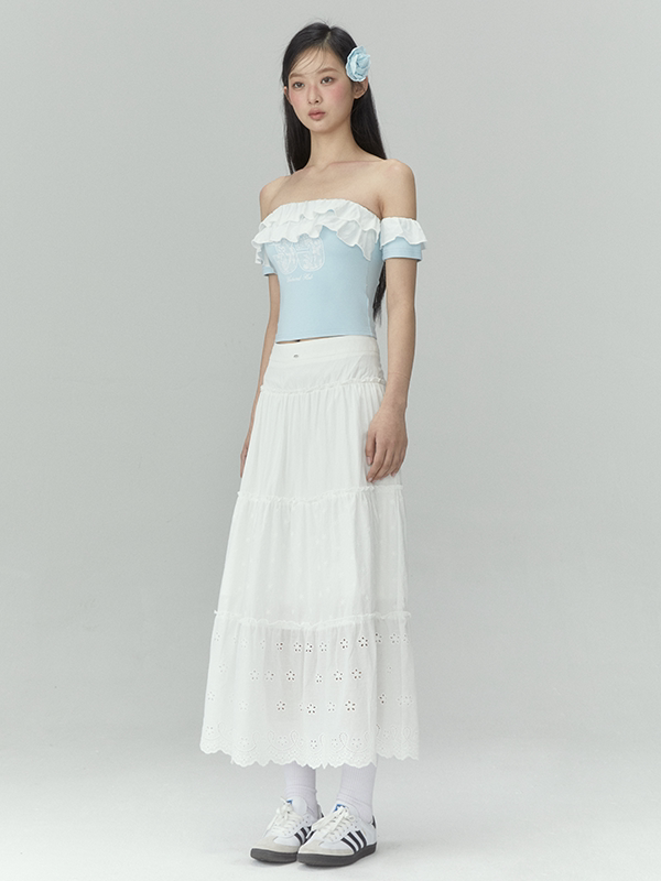 Off-the-Shoulder Slim-Fit Ruffle Top