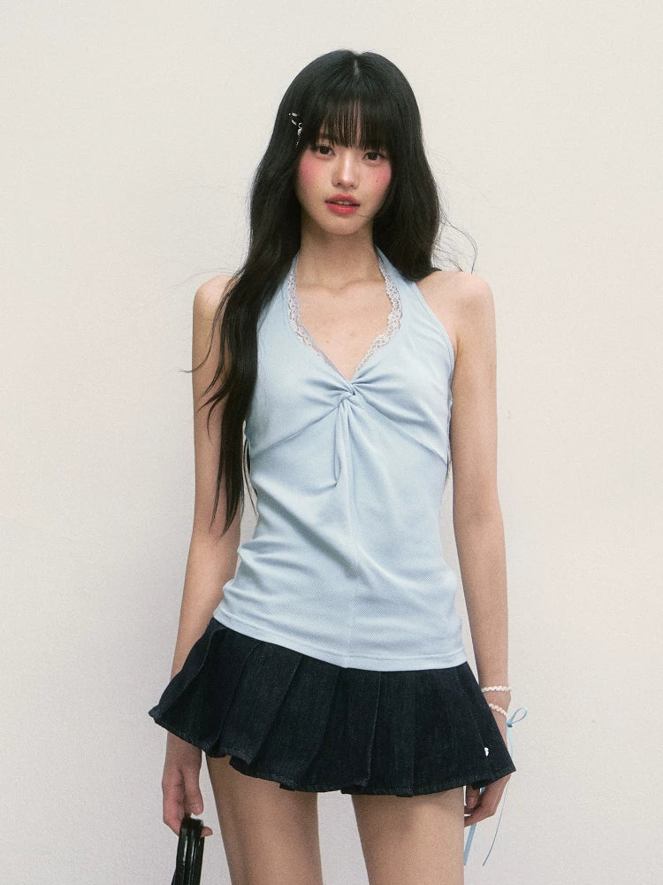 French Style V-Neck Lace Halter Camisole