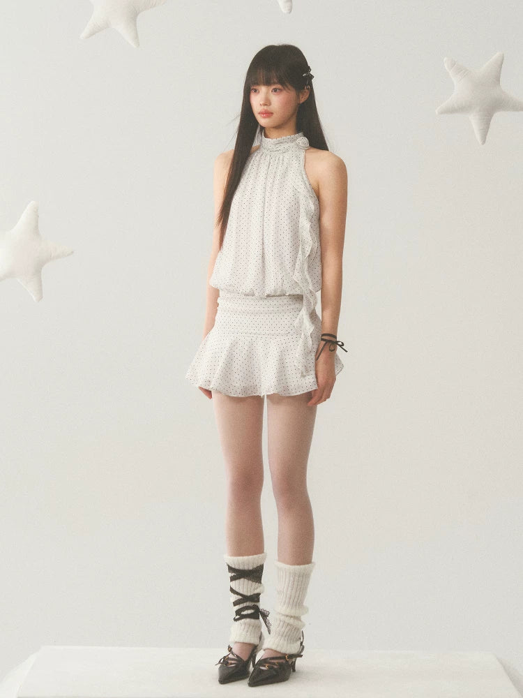 Polka Dot Halter Mini Dress