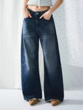 Retro dark wash wide-leg jeans