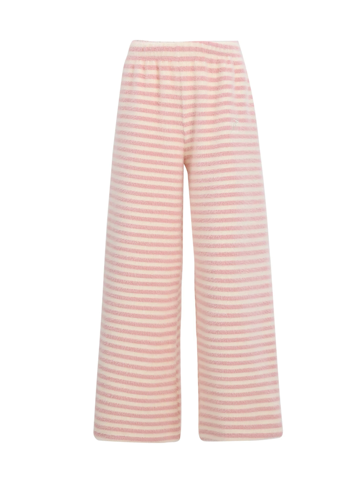 Pink Striped High-Waisted Wide-Leg Pants