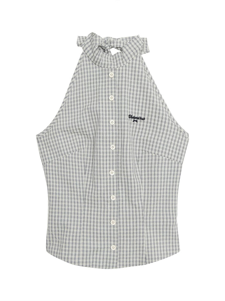 Plaid Sleeveless Halter Top