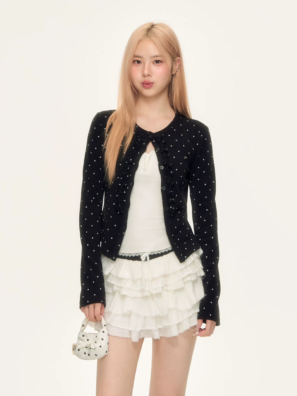 Korean Polka Dot Knit Cardigan