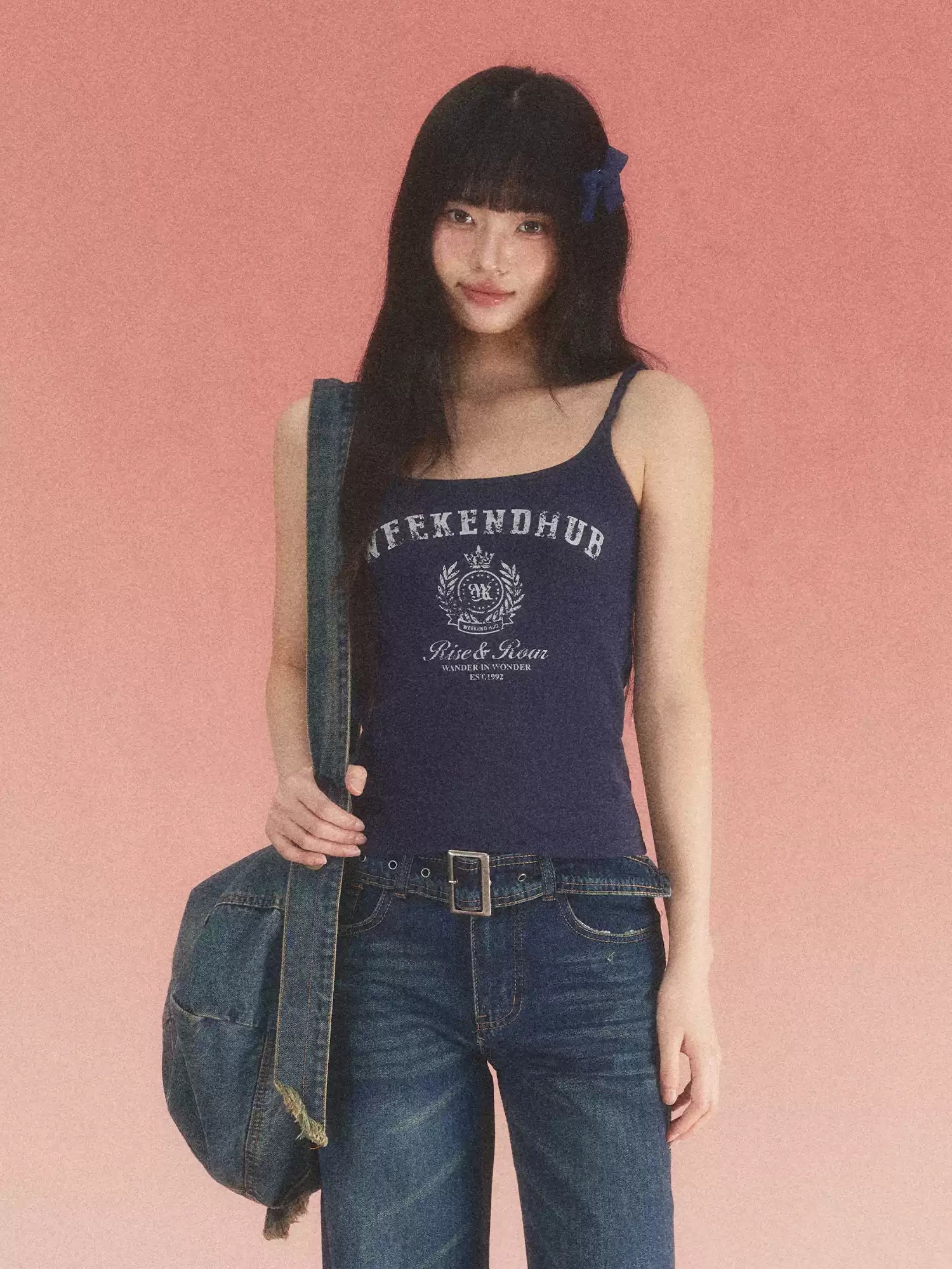 Logo print twisted strap camisole top