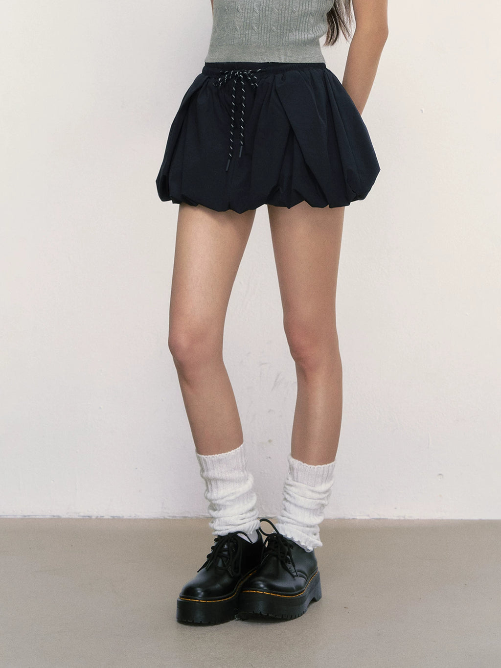 High-Waisted Lace-Up Floral A-Line Skirt
