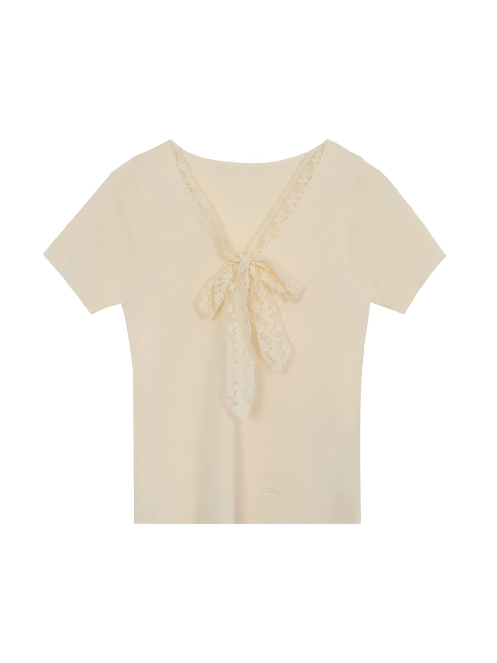 Lace V-Neck Short-Sleeve T-Shirt