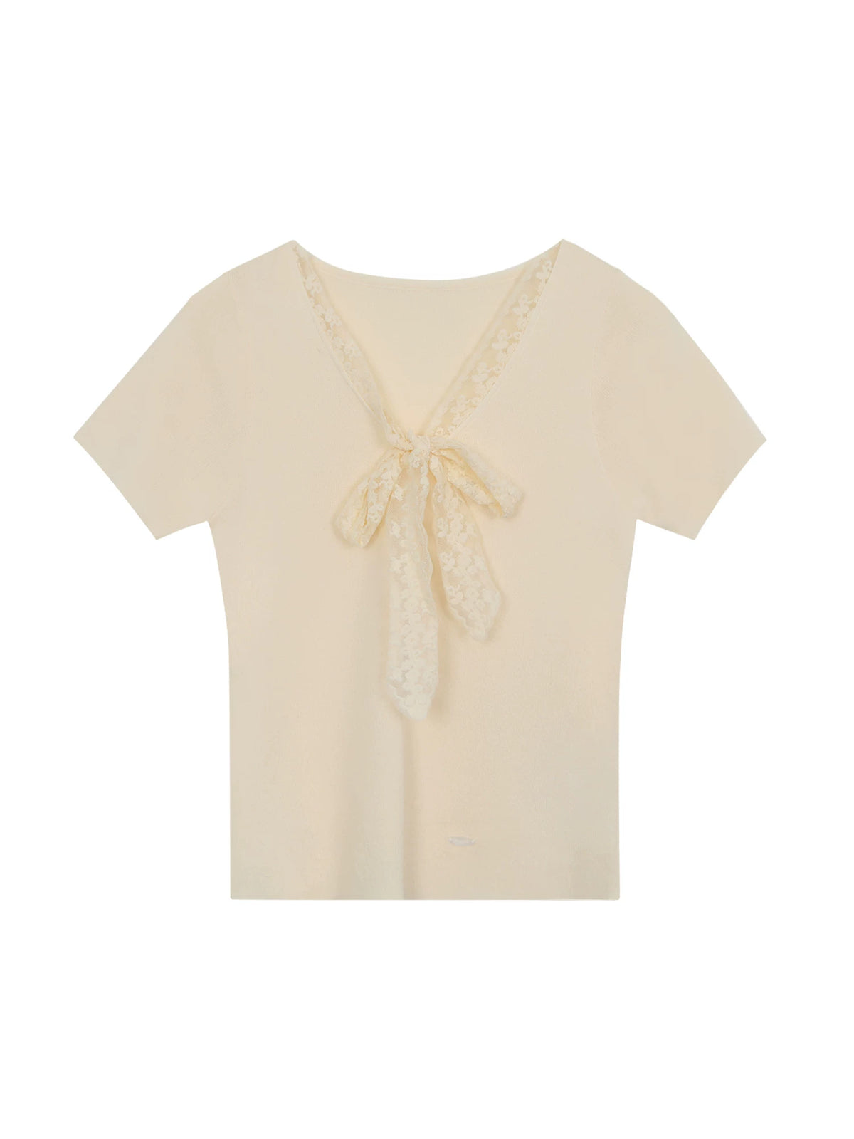 Lace V-Neck Short-Sleeve T-Shirt