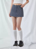 Vertical striped denim mini skirt