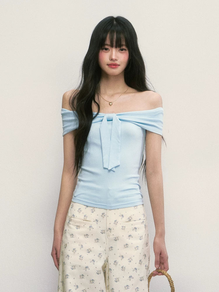 Tie-Waist Asymmetrical Off-the-Shoulder Top